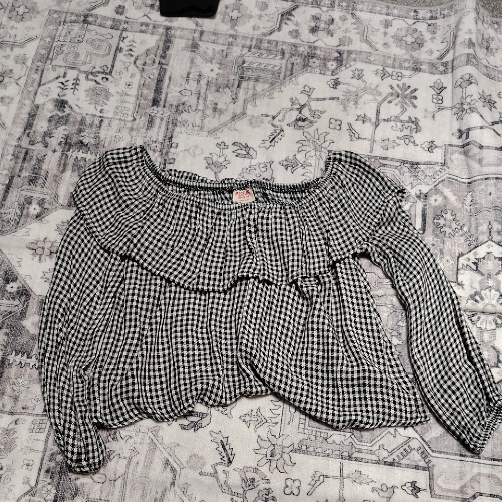 Mossimo Supply Co. Black and White Gingham Top